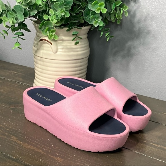Steve Madden Sandals 7 Pink Coquette Chunky Platform - Picture 1 of 12